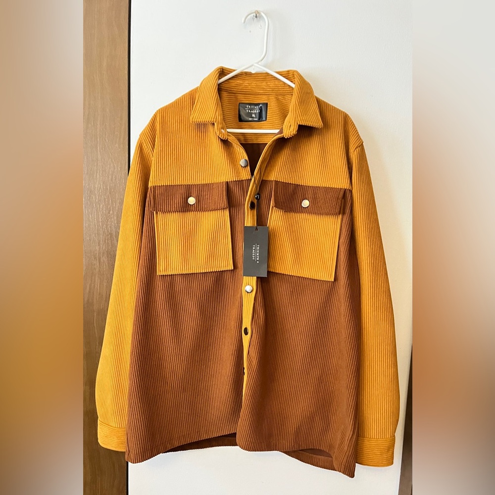 Triumph Men's Goldenrod and Chestnut Corduroy Shacket